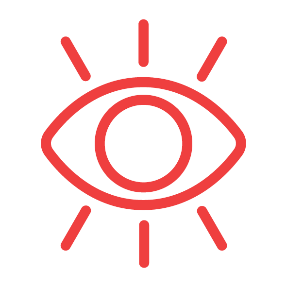 Icon of an eye with radiating lines.