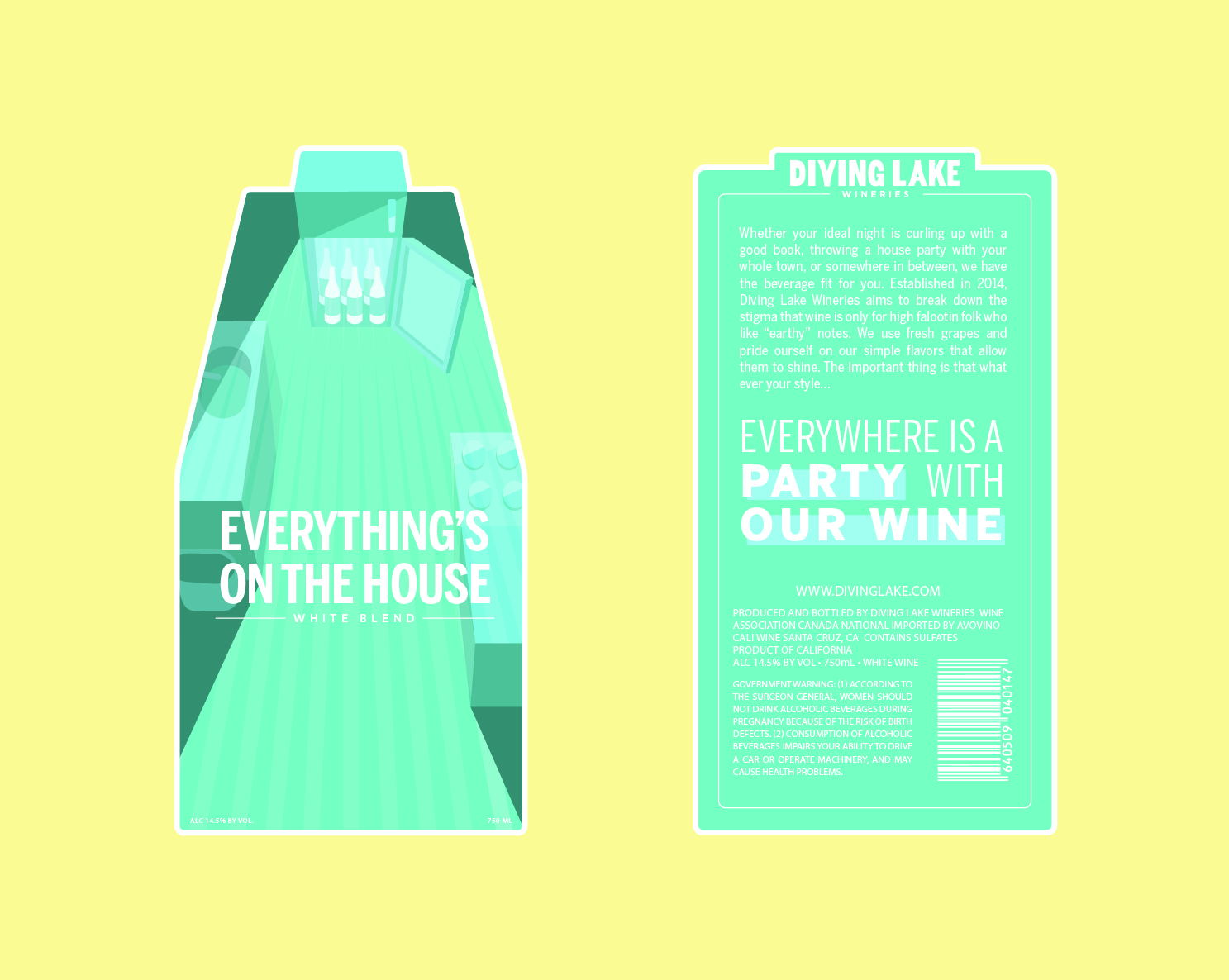 Flat lay of front and back wine labels.