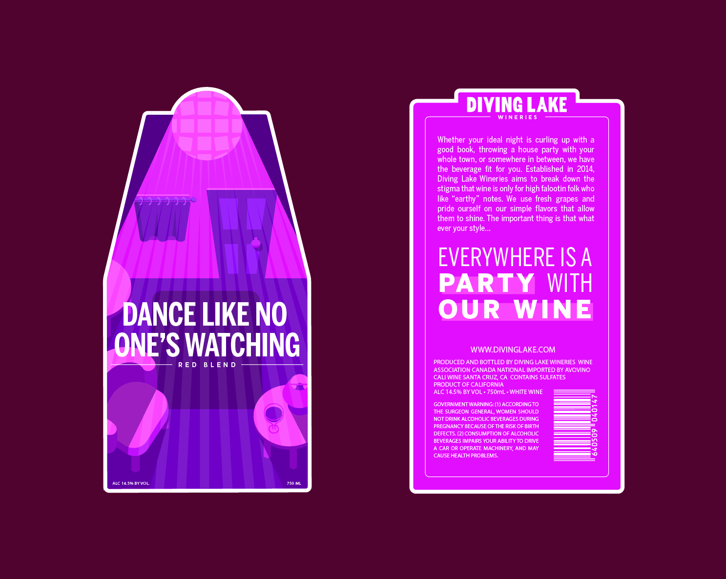 Flat lay of front and back wine labels.