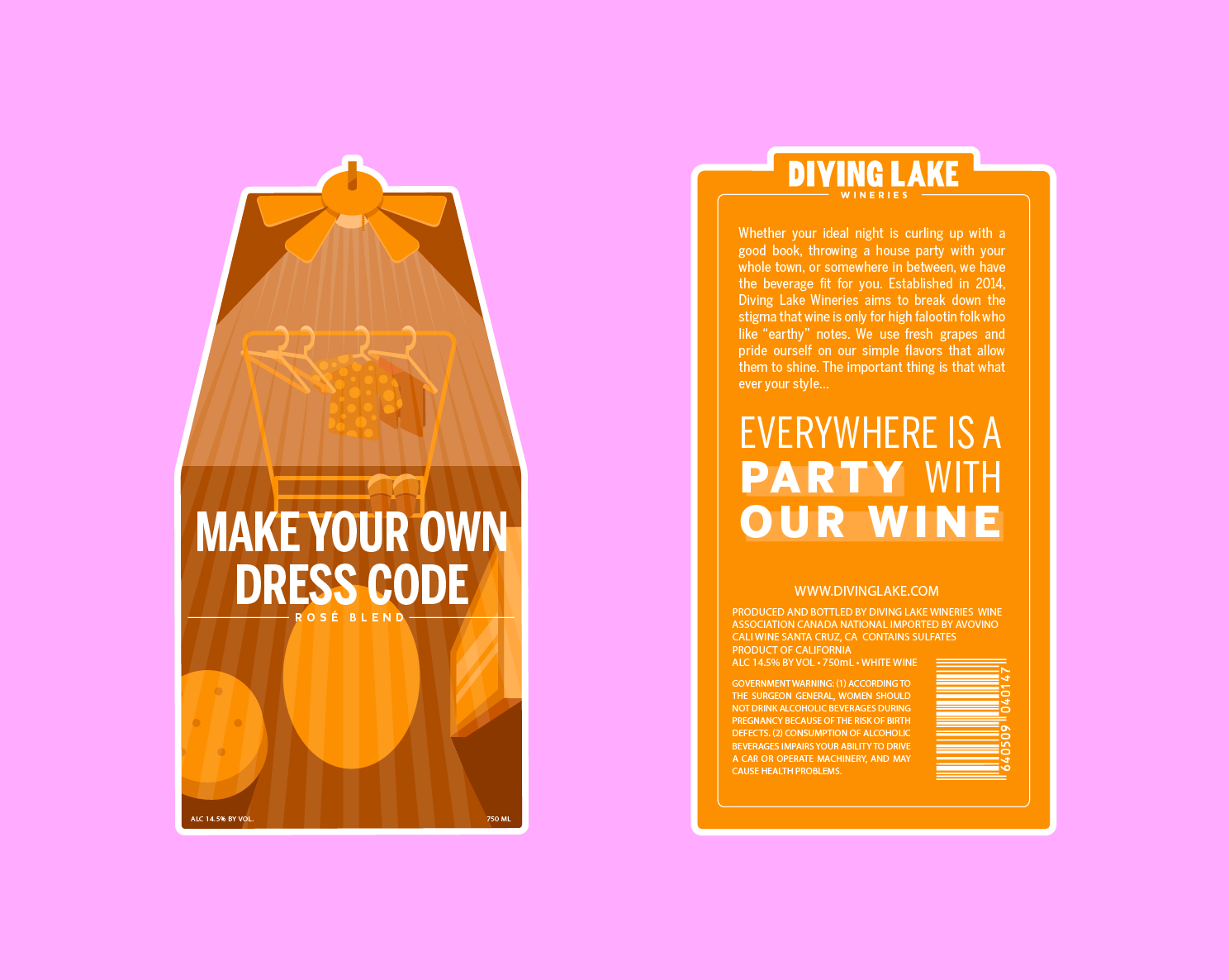 Flat lay of front and back wine labels.